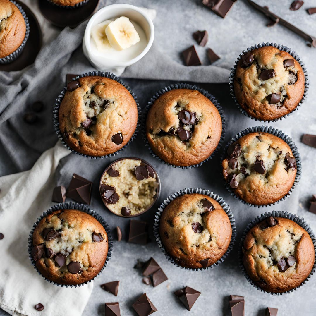 Banana chocolate chunk muffins