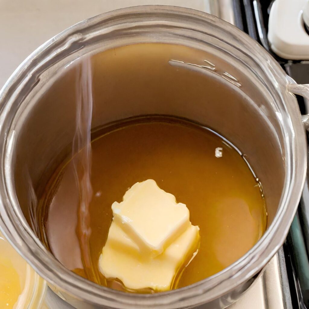 Image of melting the butter sugar and golden syrup